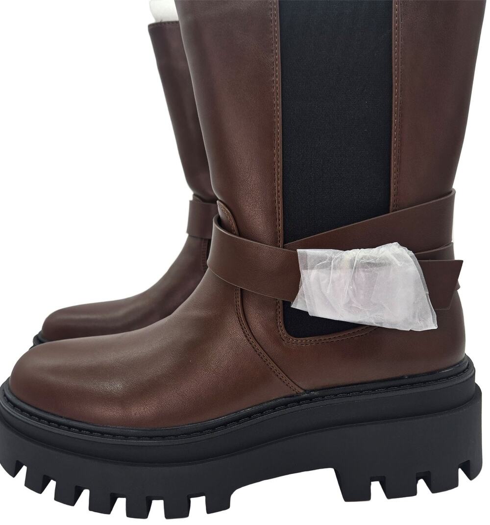 CELLENZ Platform 2" Lug Sole Boots Brown Women's Size 8 Buckle NEW PUNK GRUNGE